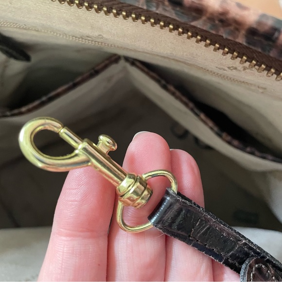 Brahmin EUC leather shoulder tote bag in brown and black with gold tone hardware - Picture 12 of 16
